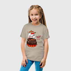 Футболка хлопковая детская Genshin Impact Paimon food, цвет: миндальный — фото 2