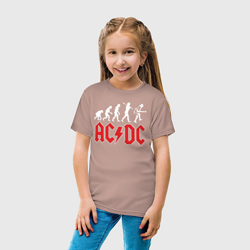 Детская футболка ACDC / Пыльно-розовый – фото 4