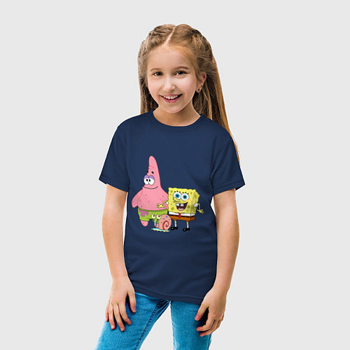 Детская футболка Губка Боб / Тёмно-синий – фото 4