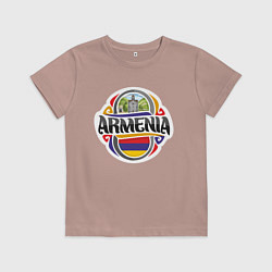 Футболка хлопковая детская Армения, цвет: пыльно-розовый