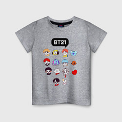 Футболка хлопковая детская BTS BT21, цвет: меланж