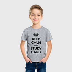 Футболка хлопковая детская Keep Calm & Study Hard, цвет: меланж — фото 2