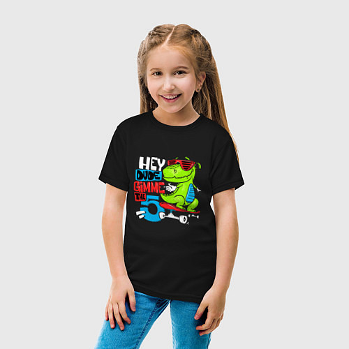 Детская футболка Dino hipster / Черный – фото 4