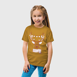 Футболка хлопковая детская Рождественский олень, цвет: горчичный — фото 2
