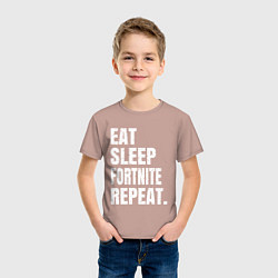 Футболка хлопковая детская EAT SLEEP FORTNITE REPEAT, цвет: пыльно-розовый — фото 2