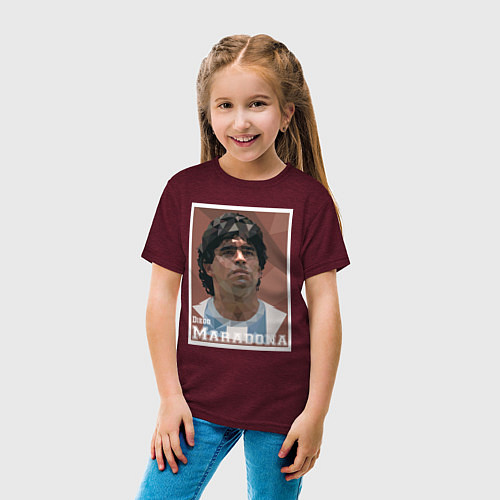 Детская футболка DIEGO MARADONA / Меланж-бордовый – фото 4