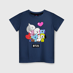 Футболка хлопковая детская BT21, цвет: тёмно-синий