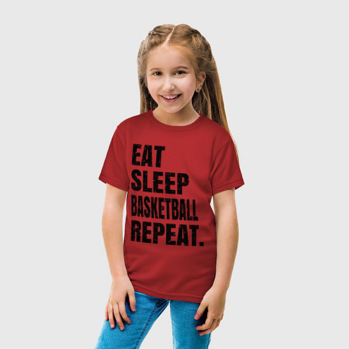 Детская футболка EAT SLEEP BASKETBALL REPEAT / Красный – фото 4