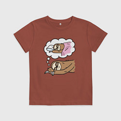 Футболка хлопковая детская Сон ленивца, цвет: кирпичный