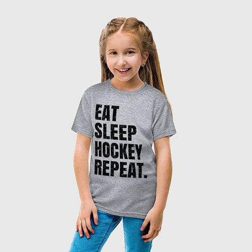 Детская футболка EAT SLEEP HOCKEY REPEAT / Меланж – фото 4