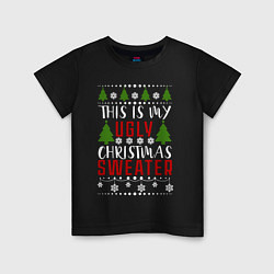 Футболка хлопковая детская My ugly christmas sweater, цвет: черный