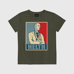 Футболка хлопковая детская Helth, цвет: меланж-хаки