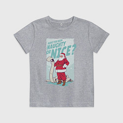 Футболка хлопковая детская Санта со списком плохишей, цвет: меланж