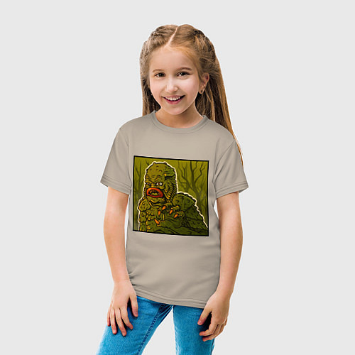 Детская футболка Swamp monster / Миндальный – фото 4