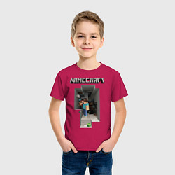 Футболка хлопковая детская Minecraft, цвет: маджента — фото 2