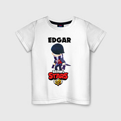 Футболка хлопковая детская BRAWL STARS EDGAR, цвет: белый