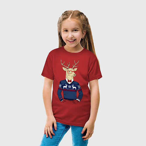 Детская футболка Hipster Deer / Красный – фото 4