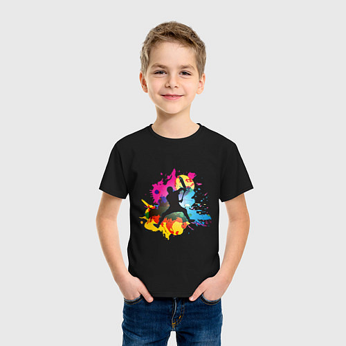 Детская футболка Самокат трюк абстракция / Черный – фото 3