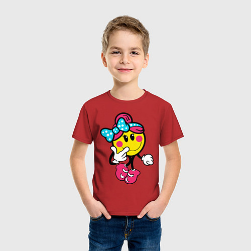 Детская футболка Девочка смайл / Красный – фото 3