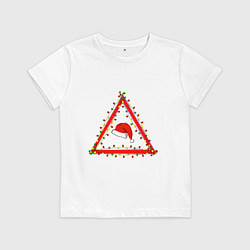 Футболка хлопковая детская Осторожно! Новый год, цвет: белый