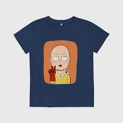 Футболка хлопковая детская Сайтама One Punch Man, цвет: тёмно-синий