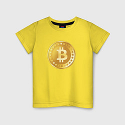 Футболка хлопковая детская Bitcoin, цвет: желтый