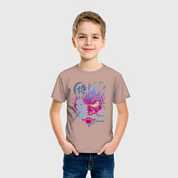 Футболка хлопковая детская Cyberpunk 2077 Геометрия, цвет: пыльно-розовый — фото 2