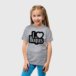 Футболка хлопковая детская I love Beatles - Я люблю Битлз, цвет: меланж — фото 2
