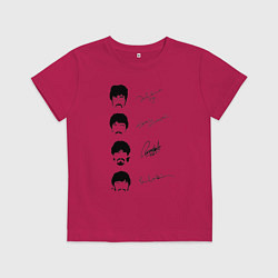 Футболка хлопковая детская The Beatles автографы, цвет: маджента