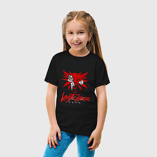 Детская футболка Cyberpunk 2077 Ведьмак / Черный – фото 4
