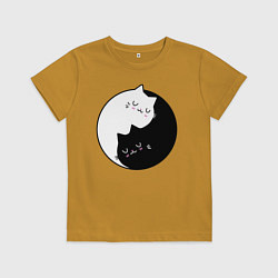 Футболка хлопковая детская Yin and Yang cats, цвет: горчичный