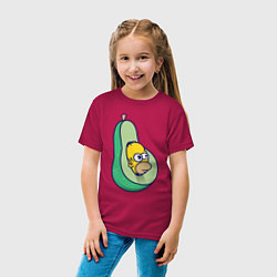 Футболка хлопковая детская Гомер авокадо, цвет: маджента — фото 2
