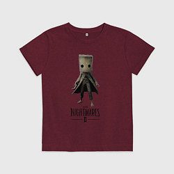 Футболка хлопковая детская Little Nightmares 2, цвет: меланж-бордовый