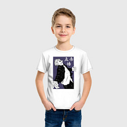 Футболка хлопковая детская Сатору Годжо, цвет: белый — фото 2
