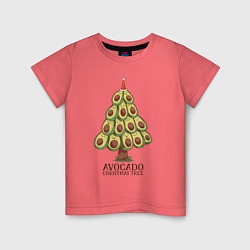 Футболка хлопковая детская Avocado Christmas Tree, цвет: коралловый