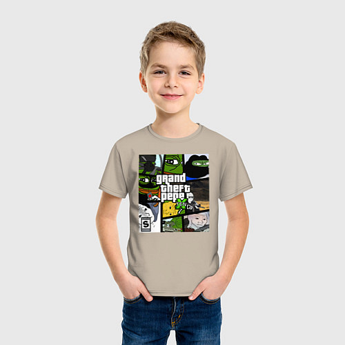 Детская футболка Grand Theft Pepe / Миндальный – фото 3