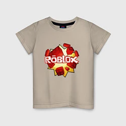 Футболка хлопковая детская ROBLOX LOGO, цвет: миндальный
