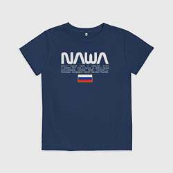 Футболка хлопковая детская NASA НАША WHITE, цвет: тёмно-синий
