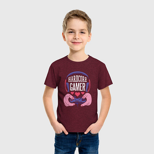 Детская футболка Хардкорный Геймер / Меланж-бордовый – фото 3
