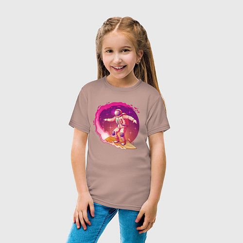Детская футболка Космический серфинг / Пыльно-розовый – фото 4