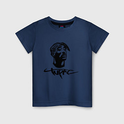 Футболка хлопковая детская Tupac Shakur, цвет: тёмно-синий