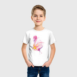 Футболка хлопковая детская Фламинго рисунок акварелью, цвет: белый — фото 2