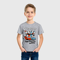 Футболка хлопковая детская Cuphead, Dont deal with devil, цвет: меланж — фото 2