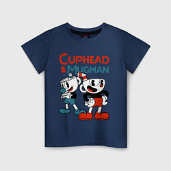Футболка хлопковая детская Cuphead & Mugman, цвет: тёмно-синий