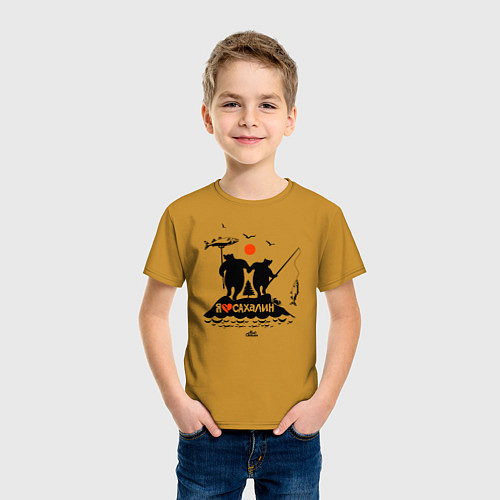 Детская футболка Я люблю Сахалин / Горчичный – фото 3