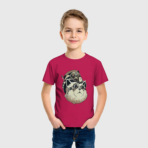 Детская футболка Steampunk кот / Маджента – фото 3