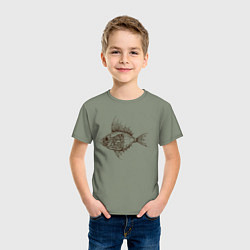 Футболка хлопковая детская Стимпанк Рыба Steampunk Fish Z, цвет: авокадо — фото 2