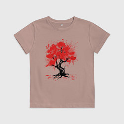 Футболка хлопковая детская САКУРА SAKURA ВИШНЯ, цвет: пыльно-розовый