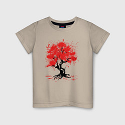 Футболка хлопковая детская САКУРА SAKURA ВИШНЯ, цвет: миндальный