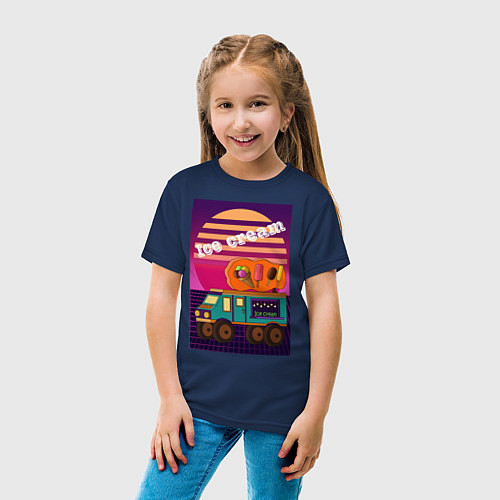 Детская футболка Фургончик с мороженым / Тёмно-синий – фото 4